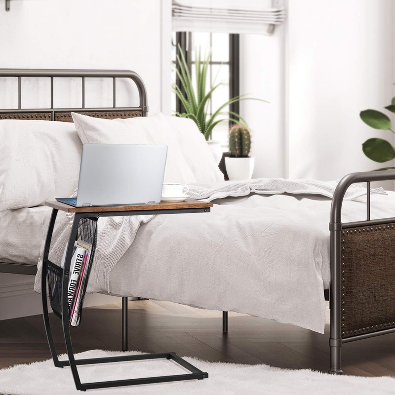 Tangkula Sofa Side End Table, C Table Snack Table with