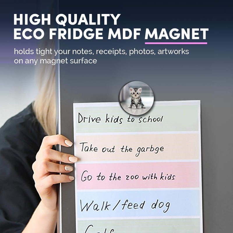 1 x Round MDF Magnet - Grey Tabby Bengal Pet