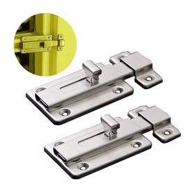 Door Bolts, 2 Pieces Stainless Steel Latch Sliding Door Lock, Surface Mounted Slide Bolt for All Types of Internal Doors - Size: 2''