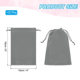 PATIKIL Velvet Gift Bags, 12 Pack 4 x 6 Inch Velvet Drawstring Bag Jewelry Pouch Gift Packaging Bag for Wedding Favor Party Birthday Festivals Grey