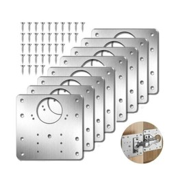 10Pcs Stainless Steel Hinge Repair/Reinforcement Plates Set - Durable Cabinet Door Brackets, Includes 60 Carbon Steel Screws, Multi-Hole Design for Secure Fixing, Wide Application
