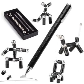 AYXXZJD Decompression Magnetic Metal Toy Pen,Multifunctional Deformable Capacities Touch Screen Ballpoint PenIntellectual Learning and Stress Reduction Gifts for Family or Friends.(Black)