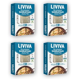 LIVIVA Low Carb Dried Shirataki Instant Rice (Pack of 4) - Low Calories - 25 Calories, Low Carb - 5g of Net Carbs, 0g of Fat and 0g of sugar