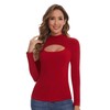 SHAPERIN Women's Mock Neck Long Sleeve Tops Cutout Front Sexy