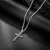 murtoo Cross Necklace for Men, Stainless Steel Embossed Cross Pendant