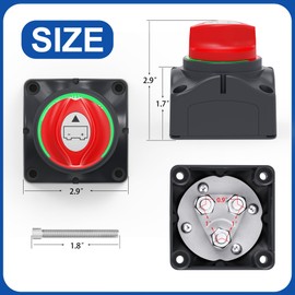Joinfworld 1-2-Both-Off Battery Disconnect Switch 12V-48V Waterproof Dual Battery Kill Switch Heavy Duty Battery Isolator Switch for Marine Boat Car RV ATV UTV Vehicles, ASW-A701S