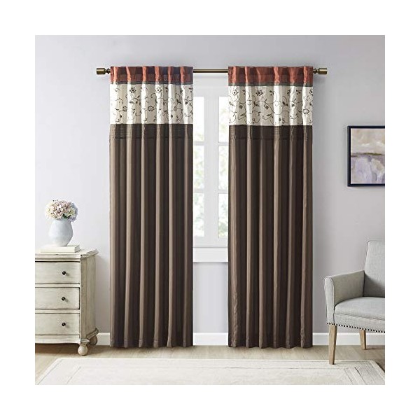 Madison Park Serene Embroidered Room Darkening Rod Pocket/Back Tab Treatment