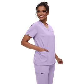 niaahinn Scrub for Women Scrubs Top with Classic V-Neck & Yoga Jogger Pants Medical Nursing Uniform Scrub Set (Lavender, XL)