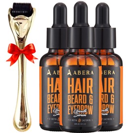 Abera Hair Growth Serum – economy set with 3 bottles + gift, natural care for hair and beard with biotin & castor oil