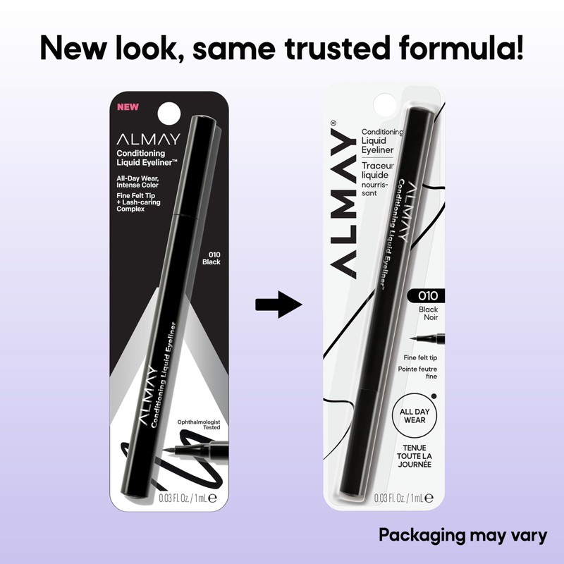 Almay Conditioning Liquid Eyeliner, Longwearing, Waterproof, Hydrating, Stocking Stuffer for