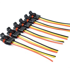 Pulse Power Plug Pigtail Connector 14 AWG Compatible with 2018-2024 Polaris Ranger XP 1000 / RZR/Pro RS1 General Bus Bar Harness Pigtail Connectors 6Pcs Yellow Red Black