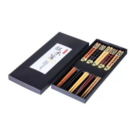 Heim Concept 5 Pair Organic Hardwood Japanese Reusable Wood Chopsticks - Natural