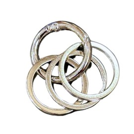 DAZUMA Key Chain, Carabiner, Round Strap, Accessory, Antique Wallet Chain, Vintage Key Ring, Metallic, Round Carabiner, 3 Small Round, Silver