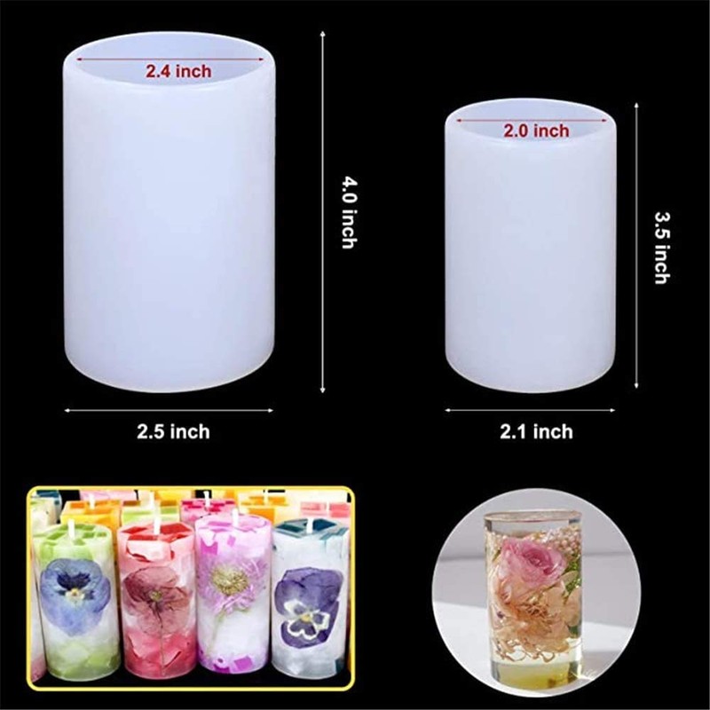 GTian 2 Sizes Cylinder Candle Molds Silicone Mold for Candle