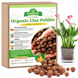 Sunwinx 19 LBS Natural Leca Clay Pebbles for Plants- 4-16mm Expanded Clay Leca Balls for Indoor Plants, Hydroton Clay Pebbles for Plants Hydroponic & Aquaponics Growing, Orchids, Drainage, Terrarium