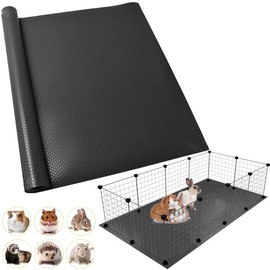 TCYPUHL Washable Guinea Pig Bedding Cage Liner Waterproof Rabbit Bedding, Easily Cut to Suit Cage and Reusable Pads for Guinea Pigs, Rabbits, Hamsters, Gerbils, and Chinchillas,18"×79",1pcs, Black Mat