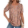 KISSMODA 2025 Womens Short Sleeves Button Shirts Floral Summer Tunic
