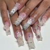 Press on Nails Long Square Coffin French Tip Fake Nails