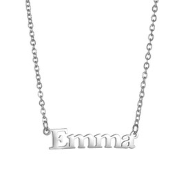 JSNOM Name Necklace Women's Silver: Chain Jewellery with Name Pendant, Birthday, Valentine's Day, Christmas Gifts for Girlfriend, Mother, Daughter, Girls, Women, Stainless Steel