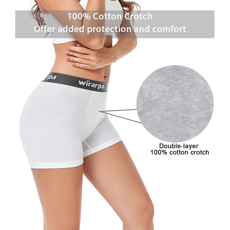 wirarpa Women's Cotton Boxer Briefs Underwear Boy Shorts 3" Inseam