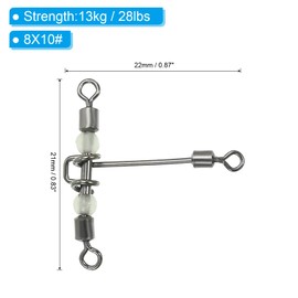 PATIKIL 3 Way Swivel 28lbs, 25 Pack Cross Line T Turn Rolling Terminal Tackle with Luminous Beads for Catfish Surf Rig, Black
