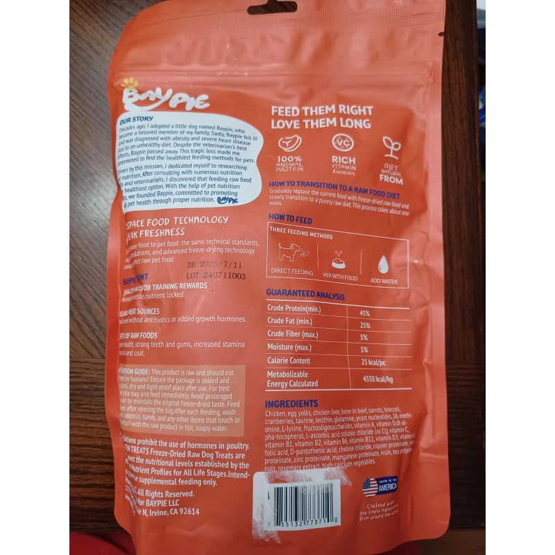 Unbranded BayPie Freeze Dried Raw Dog Treats, Chicken Treats, Great