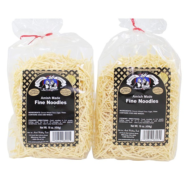 Amish Wedding Fine Egg Noodles Bags, 16 Ounce (Pack of 2)