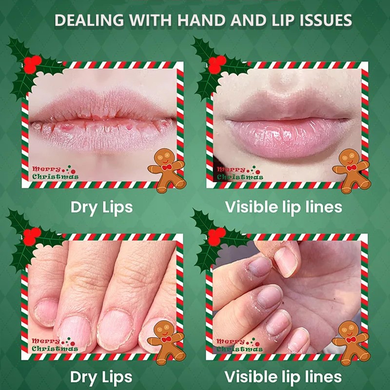 Christmas Hand Cream & Lip Balm Sets - 4Pcs Mini