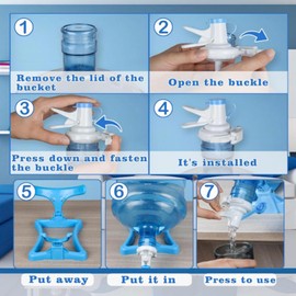 Foldable Water Bottle Holder with Dispenser Valves for 5 Gallon Water Bottle Stand, Lightweight Plastic with Thrust Outlet, Complete with Three Valves and Dust Cover