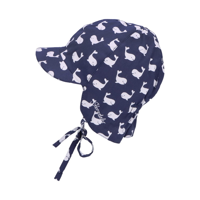Sterntaler Unisex Children's Peaked Cap Neck Protection Whales Children's Hat,
