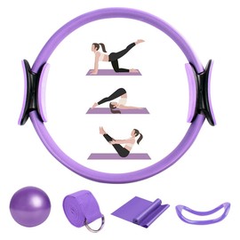 Mineup Pilates Ring Set, Pilates Essentials Kit for Women, Pilates Ring with Non-Slip Handles, Pilates Circle Ring with Pilates Ball and Fitness Bands for Home, Yoga, Strength and Flexibility