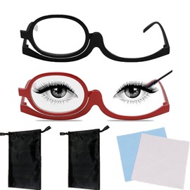 2 Pcs Makeup Glasses Flip Up Lens UK Only, Magnifying Makeup Glasses, Make Up Glasses, Single Lens Eye Makeup Glasses, Make Up Glasses Flip 2.50/3.50, Essential Makeup Tool for Women's Makeup Glasses