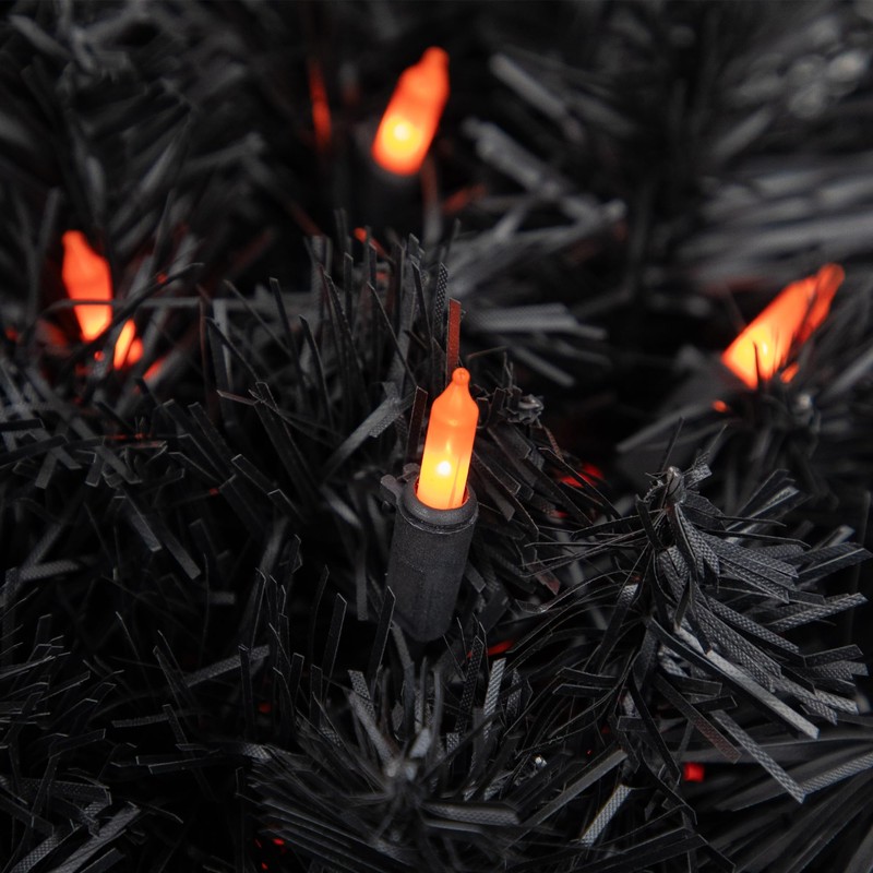 Mini Christmas Light Set - Orange - 20.25' Black Wire