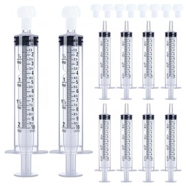 HiMo 10mL Syringe for Liquid, Food, Oral, Scientific Labs, Measurement, Dispensing, Press-In Adapter, Craft, Big Tip with Cap- 10 Pack 10ml Syringes with tsp & mL Measurement (10ml-TSP, 10)