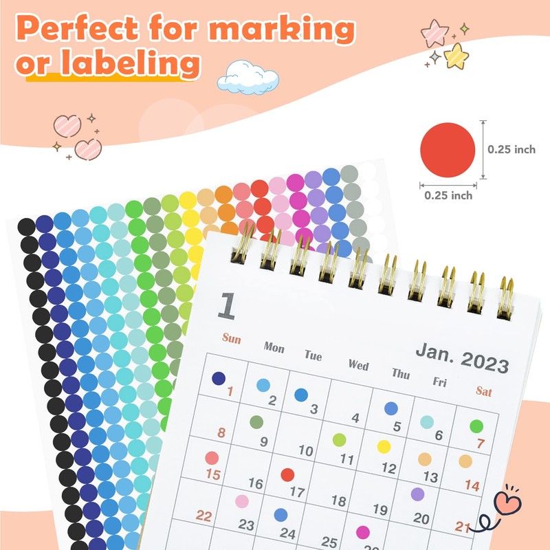 6720 PCS Small Dot Stickers Round Color Coding Labels Circle