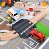Giant bean 72PCS Fire Station Wooden Train Track Electric Train