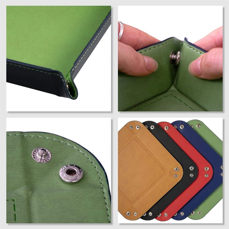 shibby Foldable Dice Tray Faux Leather Green 22 x 22