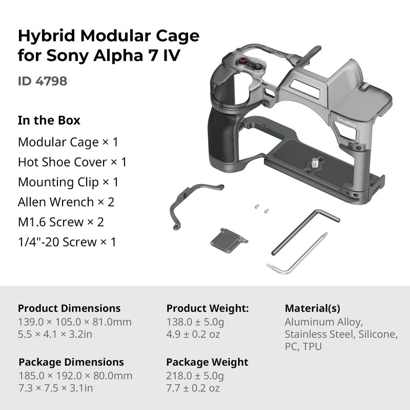 SmallRig A7 IV Hybrid Modular Cage Only for Sony Alpha