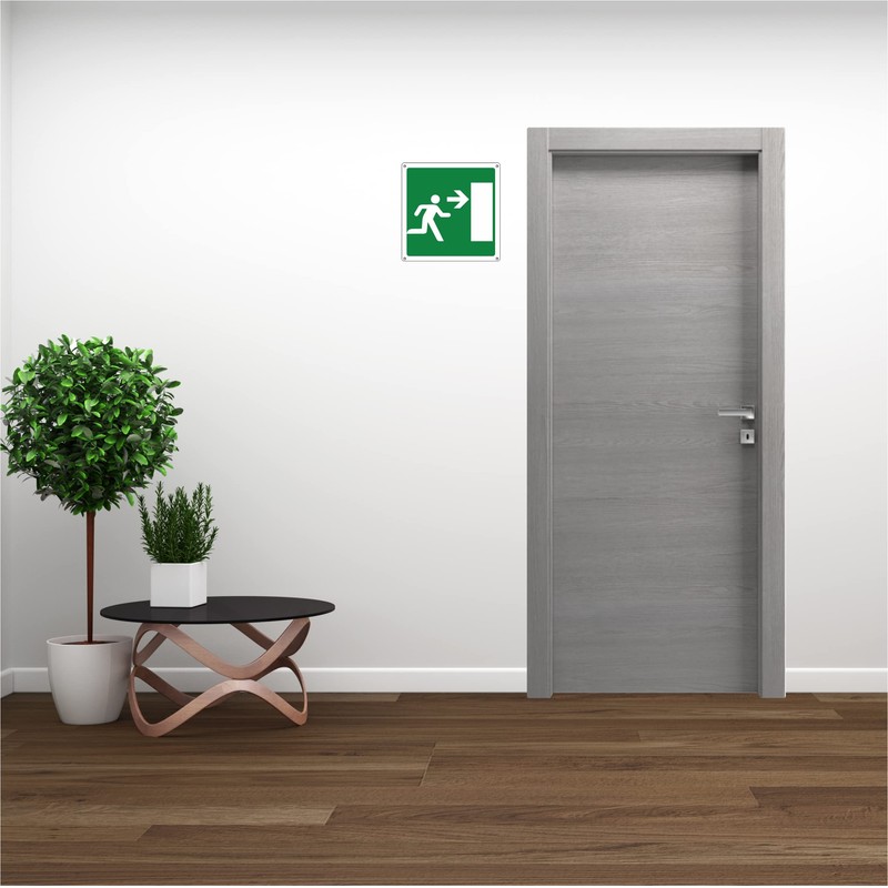 Pubblimania Emergency Exit Right Sign Made of Aluminium Metal 3