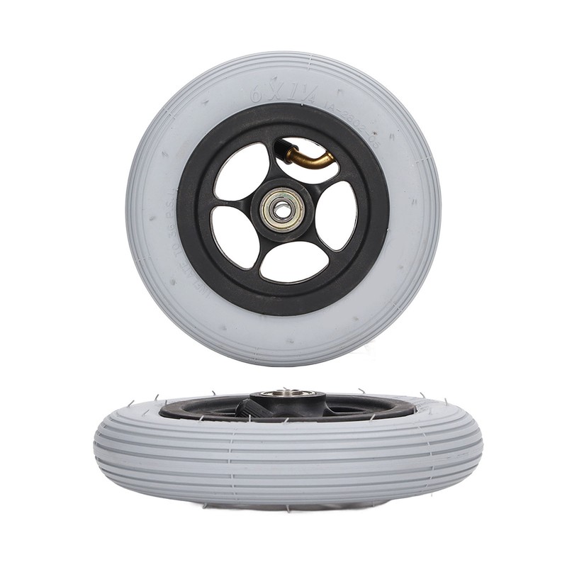 6in Electric Wheelchair Wheel Noiseless Aluminum Alloy Hub Rubber Inflatable