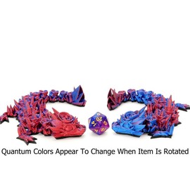Rose Dragon Baby | Articulating Dragon 3D Printed | 6.5 Inches Long - Color: Red & Blue