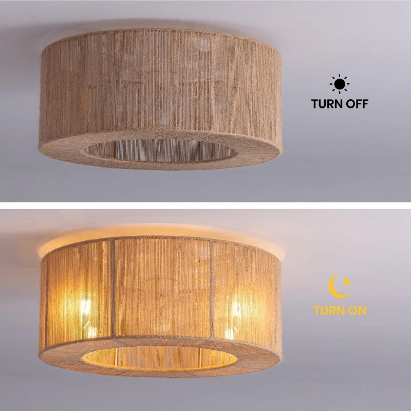 SILJOY 18" Boho Rattan Ceiling Fan with Light and Remote