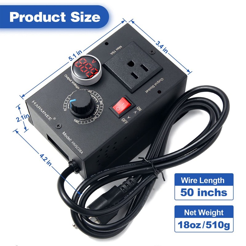 HARMNEE AC Motor Speed Controller 110-120V / 10A Rated /