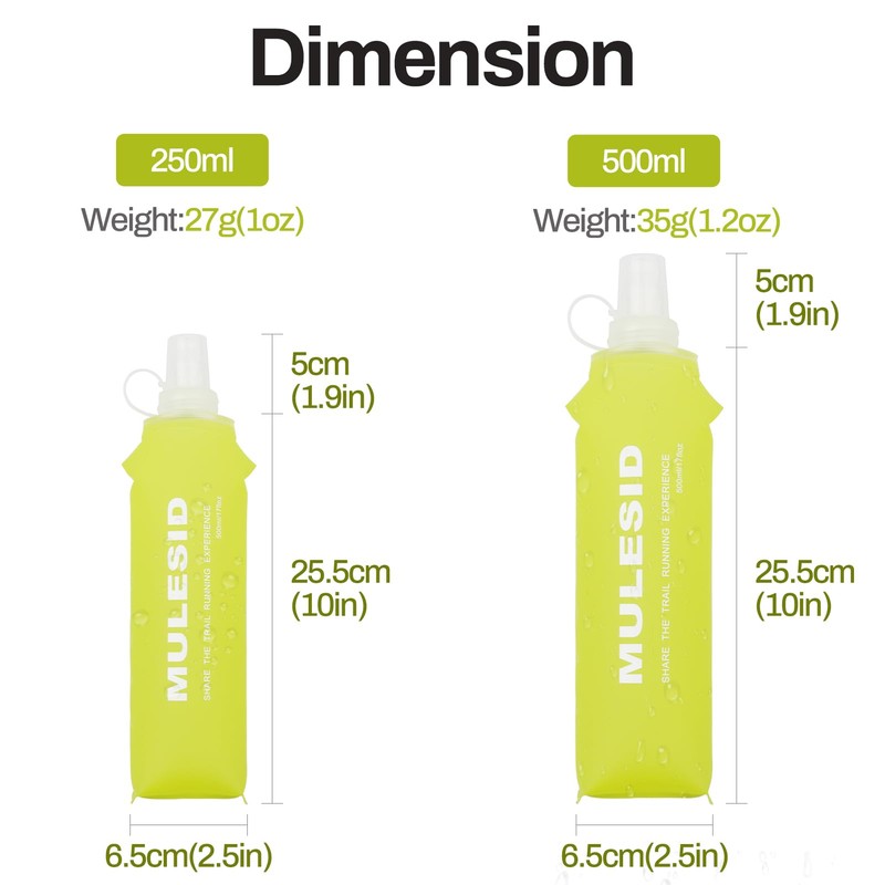 MULESID Soft Flask Running Bottles Collapsible Water Bottle Foldable for