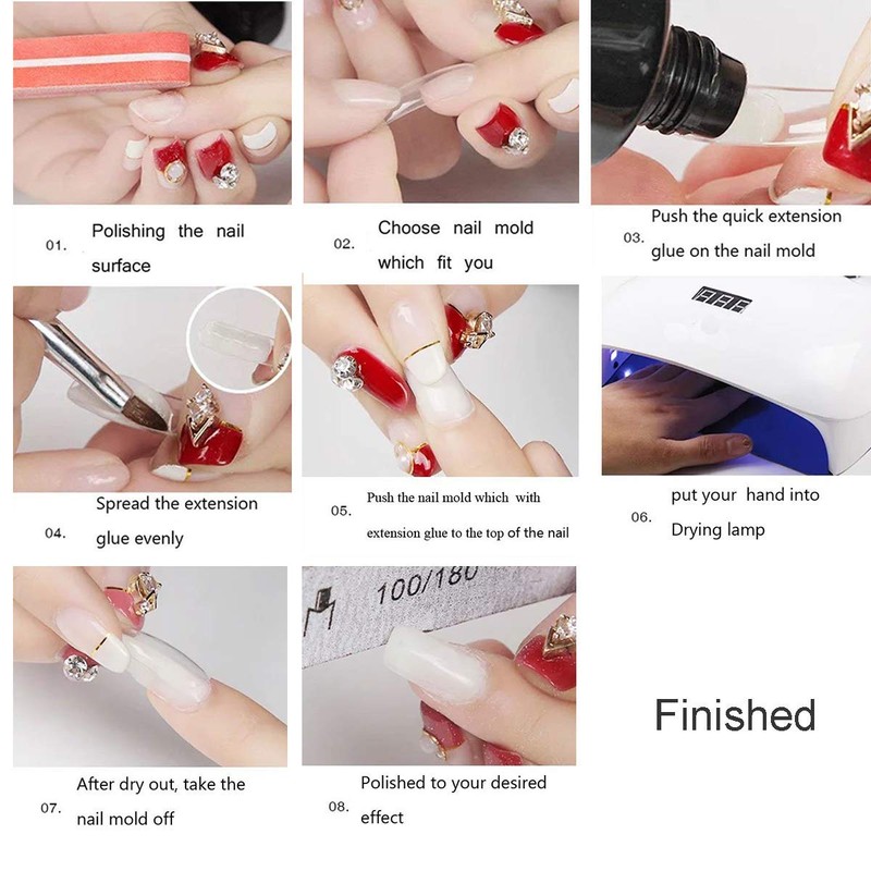 Beuniar Nail Extension Form Tips Clear 100pcs Poly Gel Acrylic
