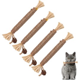 4 Packs Catnip Toys, Silvervine Chew Sticks Cat Teeth Cleaning Toy Or Indoor Cats, More Attractive to Cats Toy, Catnips Chew Toys for Cats and Kitten Teething Dental Toy