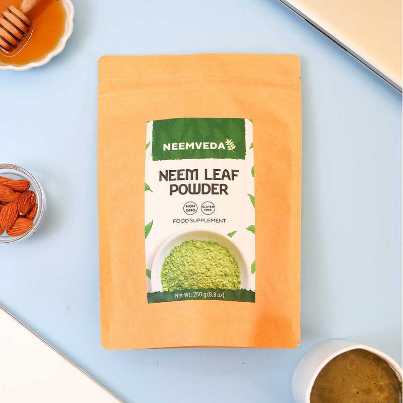 Neemveda Neem Leaf Powder (Azadirachta Indica) for Eating, Organically Grown