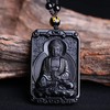 LXMYLI Black Obsidian Buddha Jade Pendant, Zodiac Bodhisattva Amulet Talisman,