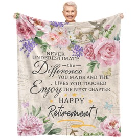 Psspotgj Retirement Gift for Woman, Retirement Gifts for Women/Men, Retirement Blanket, Farewell Gifts for Coworkers, Going Away Goodbye Gifts for Mom Grandma Throw Blanket 60"x 50"