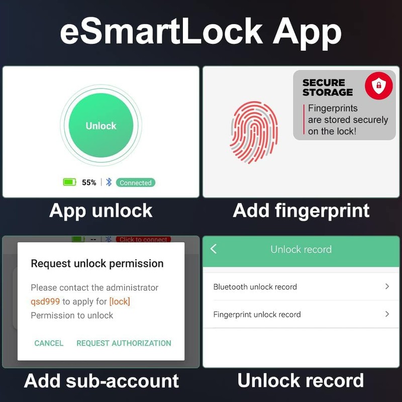 Gym Locker Padlock eLinkSmart Fingerprint Padlock with 1000+ App User